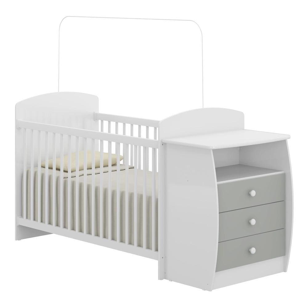 Berço Cômoda para Colchão 60 x 130 cm Rafael Multimóveis FG0516 Branco/Cinza