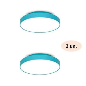 Kit 2 Plafons para 2 Lâmpadas Redondo 25cm 7651 JD Molina Azul