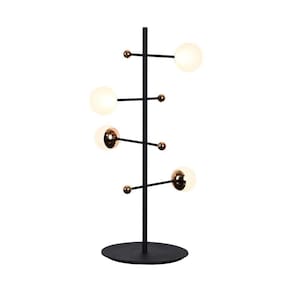 Abajur 28cmx52cm 4x3w 3000k 600lm Fuxico Bella Iluminação Dourado/Preto/Branco