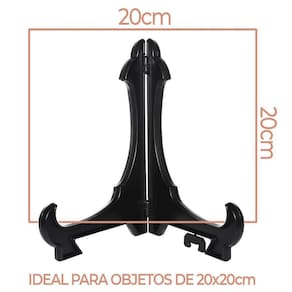Kit Com 2 Peças Suporte Para Pratos E Azulejos Preto 20Cm
