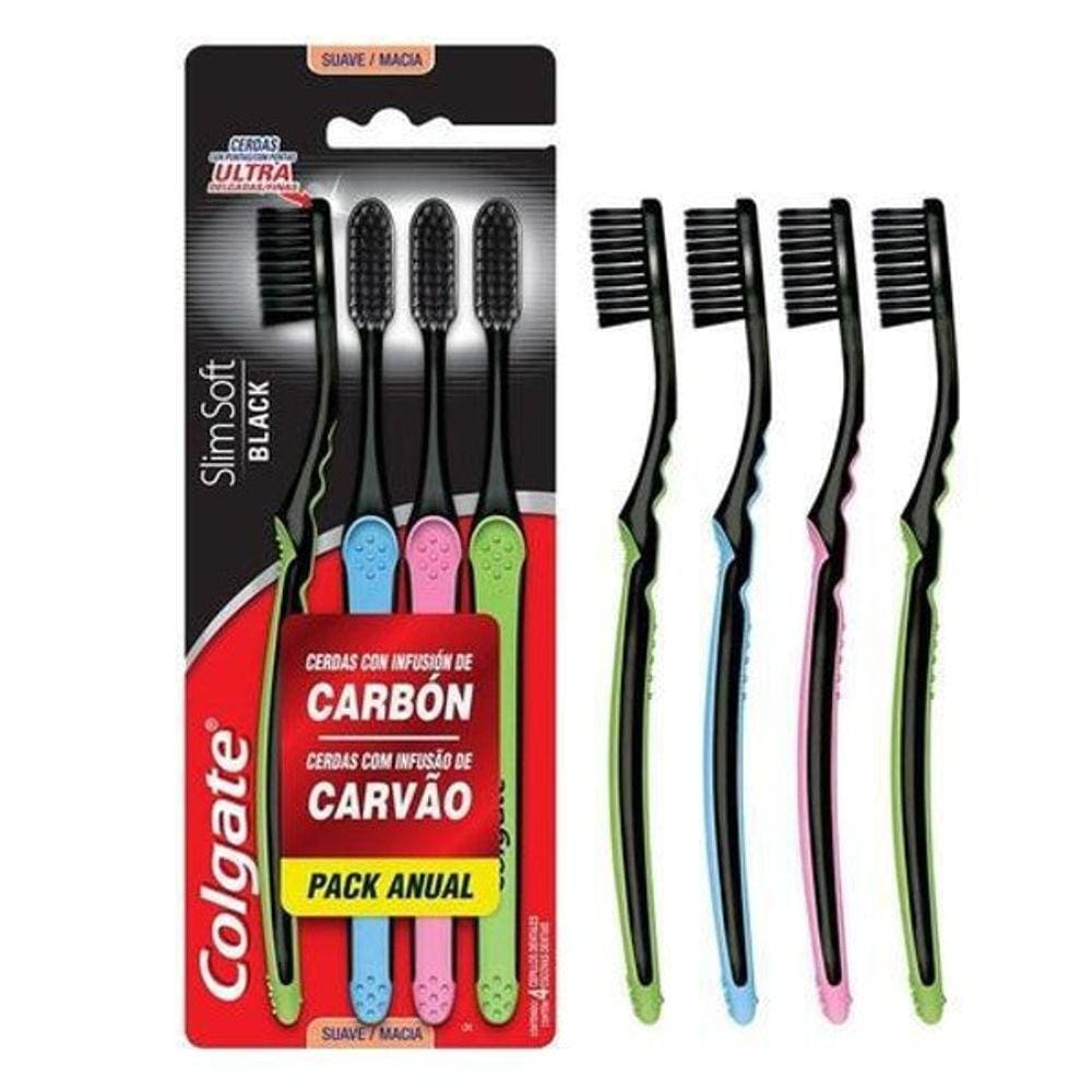 Escova Dental Colgate Slim Soft Black 4 Unidades