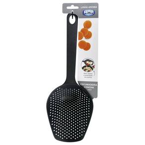 Escumadeira De Concha De Nylon Preta Gourmet Linha Aroma Mor