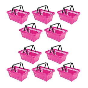 10 Cestos Compras Plástica D100 Cód. 3400 Rosa - Della Plast