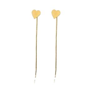 Brinco De Fio Com Coracao Chapado Folheado Em Ouro 18K