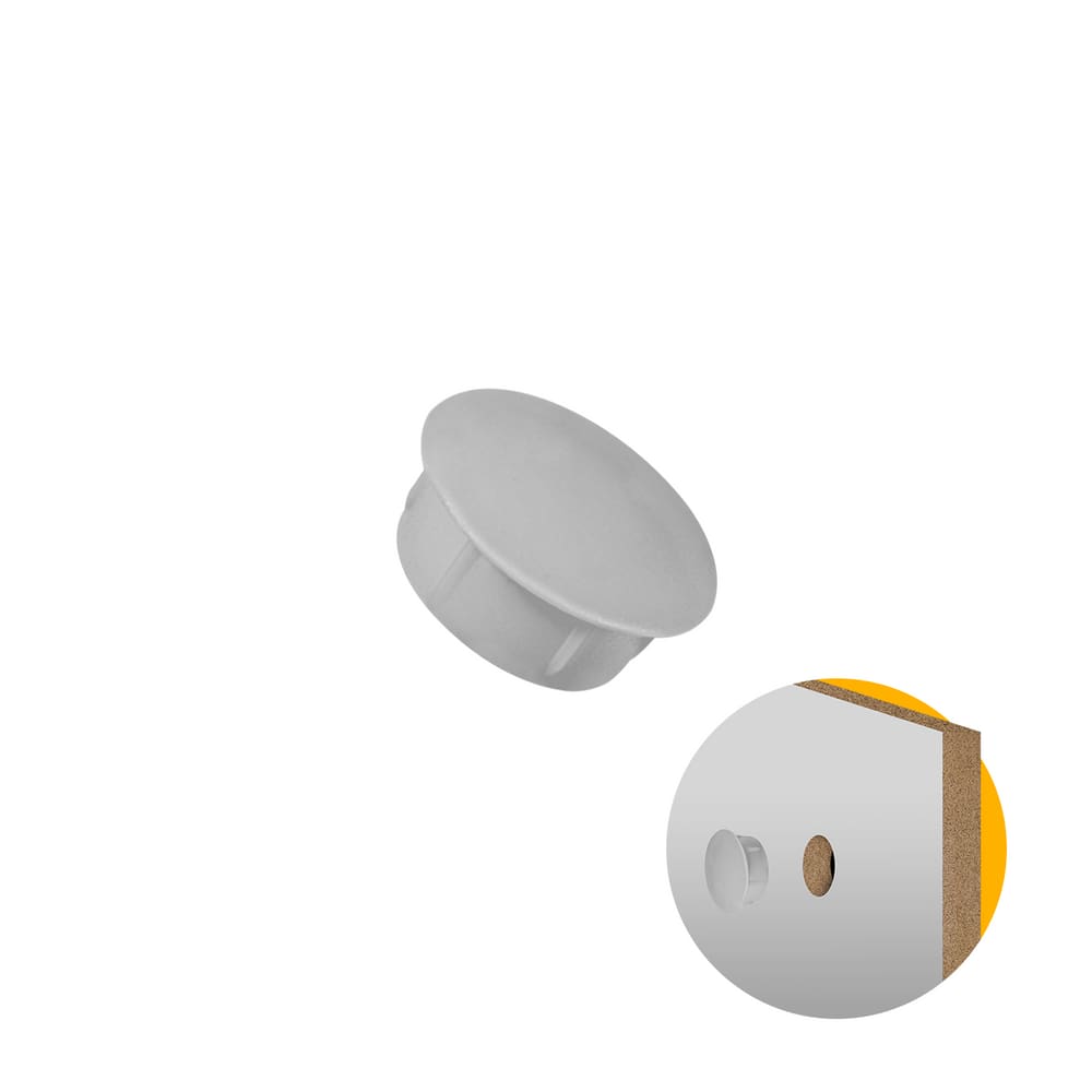Tapa Furo Interno 12mm Cinza 100 Peças