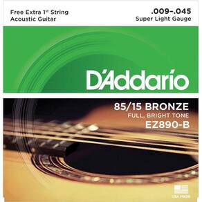 Encordoamento De Aço Para Violão Ez890-b 6 Cordas Super Light .009-.045 - Corda Mi Extra