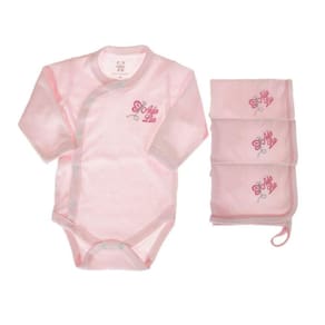 Kit body longo e+ 3 panos de boca rosa personalizado