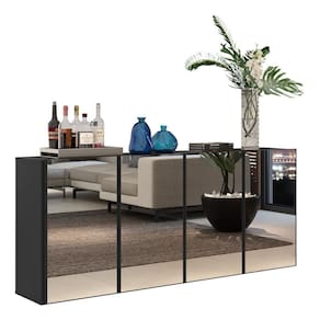 Aparador Buffet com Espelho Multimóveis Vegas 4 Portas FG3558 Preto