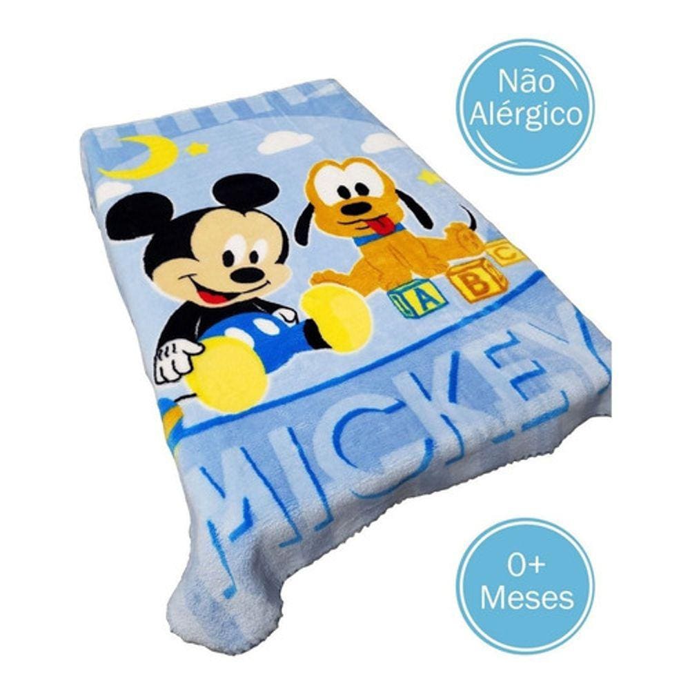 Cobertor Infantil Raschel Disney Bebê Jolitex Mickey E Pluto