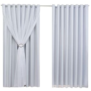 Cortina Blackout 4,00m X 2,60m Sala Quarto Tecido Com Voil + Presilha Moderna -Gelo