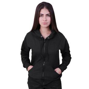 Blusa Moletom Com Ziper Feminino Preto