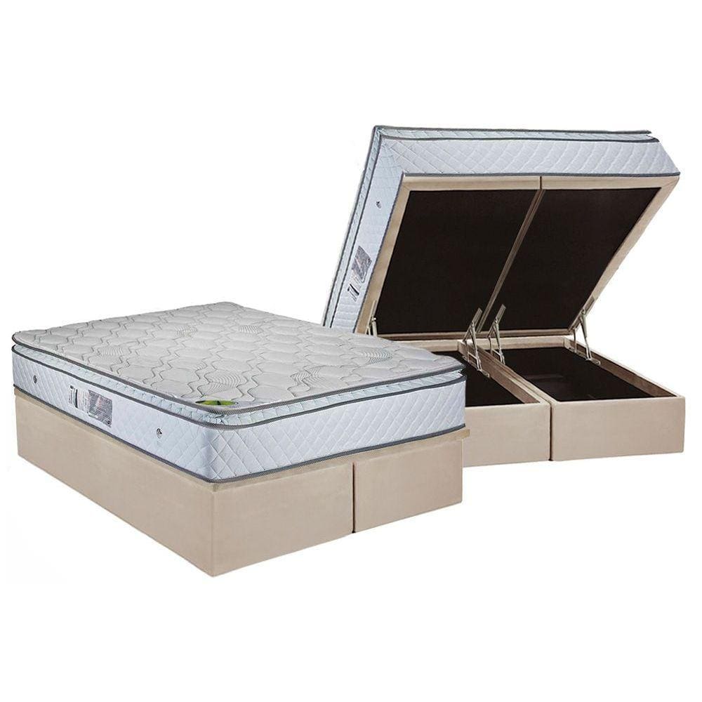 Colchão Luckspuma Bonnel Montreal+Cama Baú Queen 158