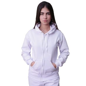 Blusa Moletom Com Ziper Feminino Branco
