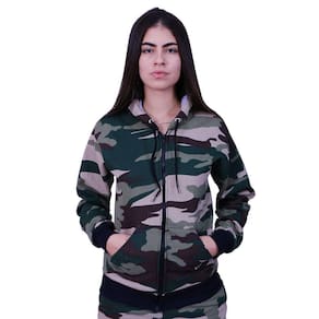 Blusa Moletom Com Ziper Feminino Camuflado