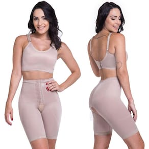 Bermuda Pós Cirúrgica Alta Compressão Prótese de Glúteo Lipoaspiração de Flancos Culotes Interno de Coxas Pernas Biobela