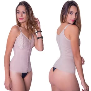 Cinta Modeladora Corpete Corselet Modelador Com Barbatanas 4 Bojo Alta Compressão Sutiã C Renda Estruturado Biobela 1649