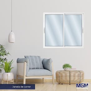 Janela de Aluminio 2 folhas Com vidro liso 100x120 MGM Branco