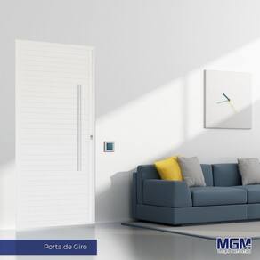 Porta de Giro Aluminio Lambri Com Fechadura Rolete e Puxador 210x80 MGM Branco