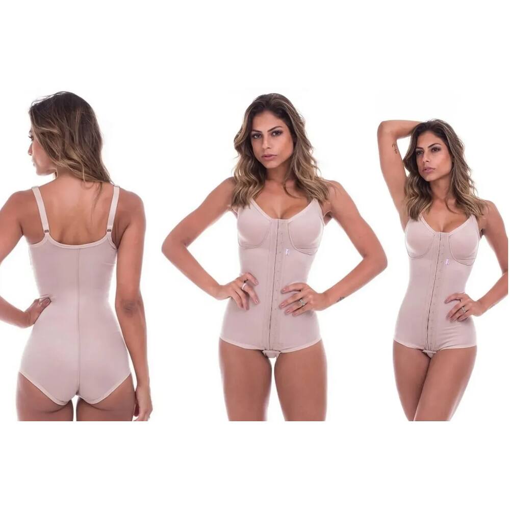 Body Pós Cirúrgico Cavado Colchetes Curto Alça Fecho Frontal Abdominoplastia Lipoaspiração Prótese de Silicone Biobela