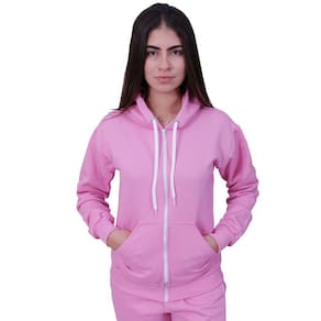 Blusa Moletom Com Ziper Feminino Rosa