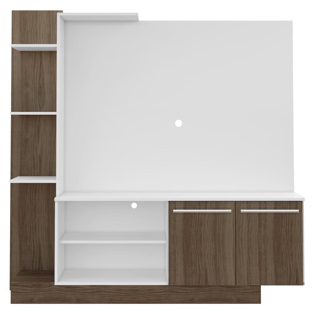 Estante com Suporte para TV até 55” Multimóveis Denver FG3069 Branca/Madeirada