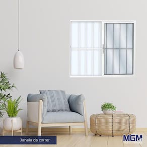 Janela de Aluminio 2 folhas Com Grade vidro liso 100x200 MGM Branco