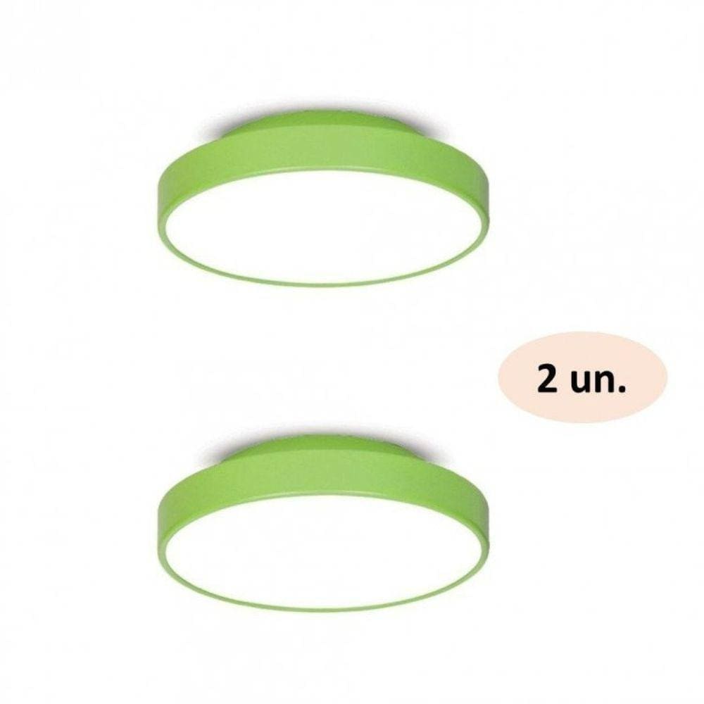 Kit 2 Plafons para 2 Lâmpadas Redondo 25cm 7651 JD Molina Verde
