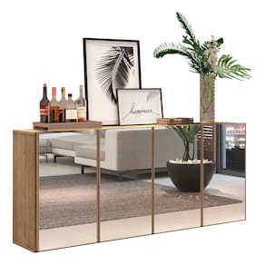 Aparador Buffet com Espelho Multimóveis Vegas 4 Portas FG3558 Rustic