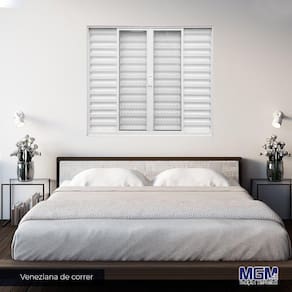 Janela Veneziana de Alumínio 6 Folhas Vidro Liso 100x150cm MGM Branco