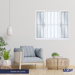 Janela de Aluminio 4 Folhas com Grade vidro Liso 120x150 MGM Branco