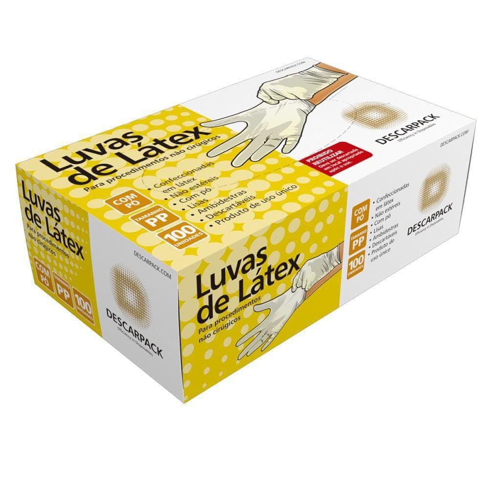 Luva Descartável Não-Cirúrgica Latéx Sem Pó 100 Un Tam: G