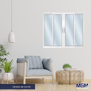 Janela de Aluminio 4 Folhas com vidro Mini Boreal  120x150 MGM Branco