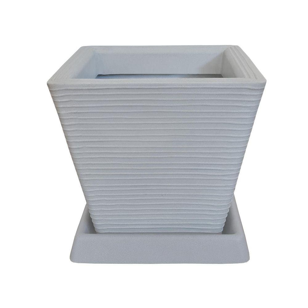 Vaso De Planta Decorativo Polietileno 30X30 + Prato Cinza C