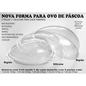 Forma Silicone P/ Ovo De Pascoa 3 Parte 5 Kits 150 A 750gr
