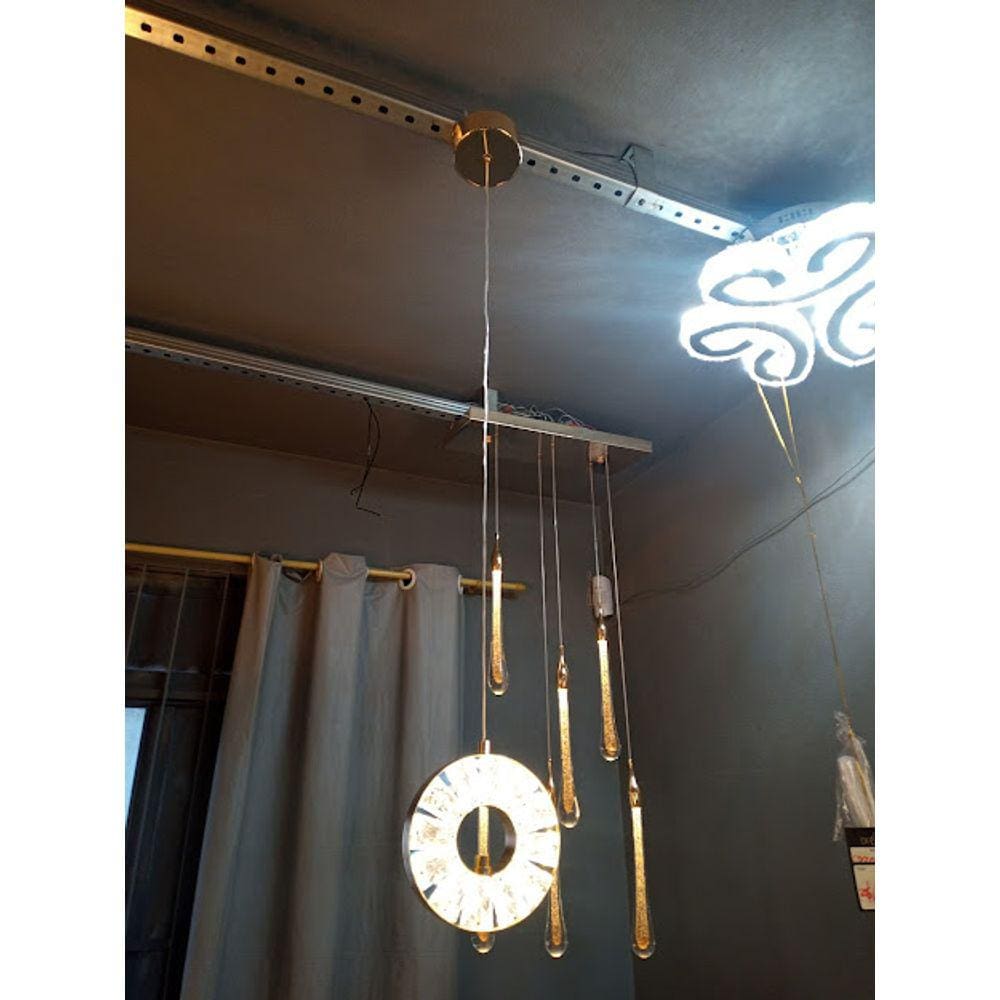 Pendente Redondo de Cristal Dourado 15cm Led 8W 3500K Bivolt