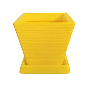 Vaso De Planta Decorativo Polietileno 30X30 + Prato Amarelo