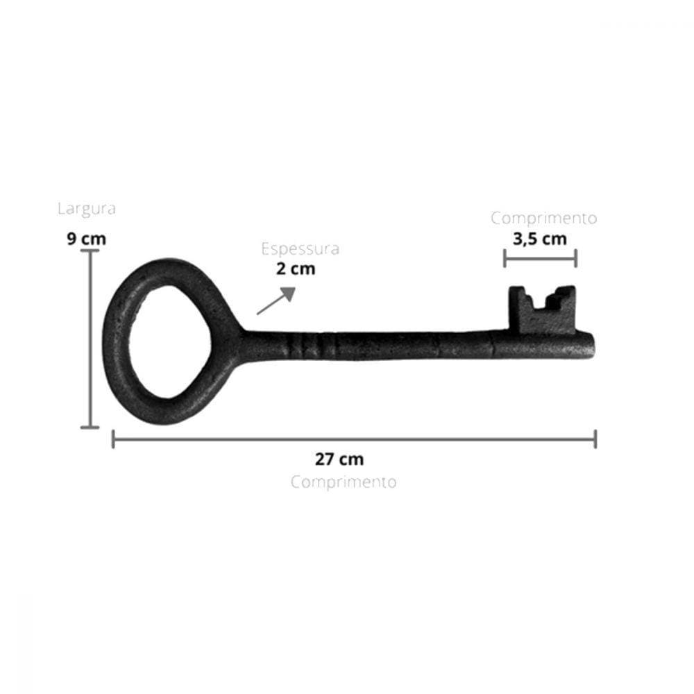 Chave Decorativa Rústica Antiga Enfeite Em Ferro Nº 03 27Cm