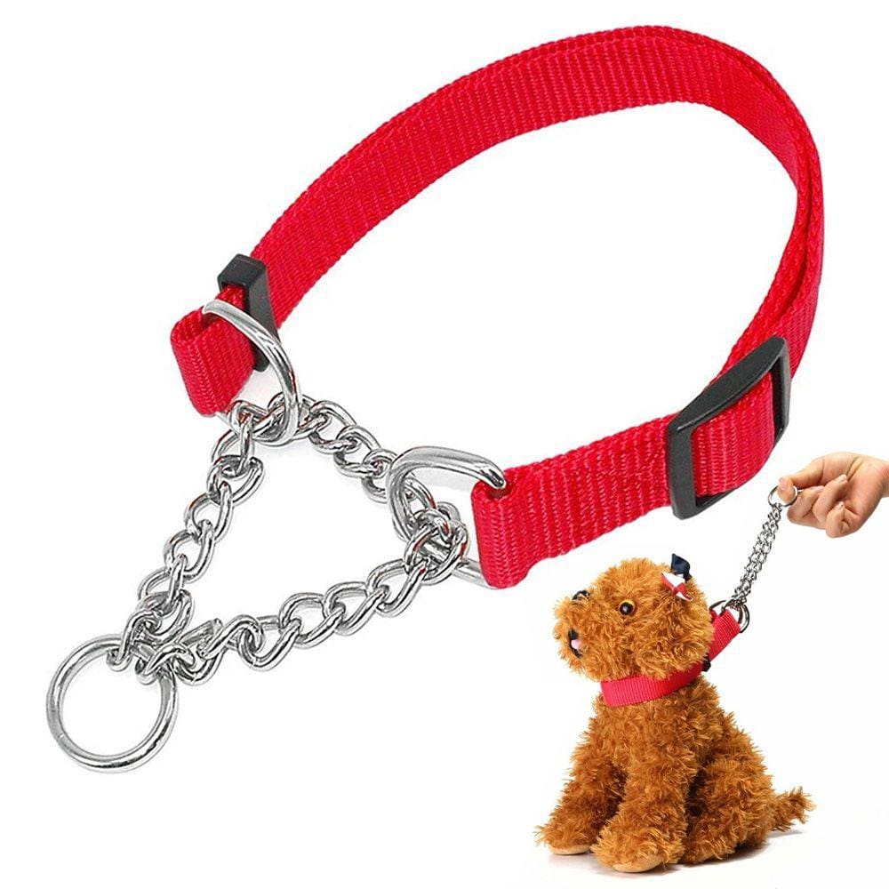 Coleira Nylon 2.5cm Aço Elo Torcido Corrente Cachorro Pet Caes Treinamento Resistente Grande Porte Adestramento Ajustavel