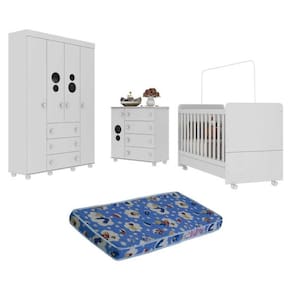 Quarto Completo Infantil com Colchão Incluso Multimóveis Pimpolho FG3571 Branco
