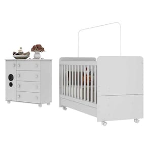 Quarto Infantil com Berço e Cômoda  Multimóveis Pimpolho FG3569 Branco