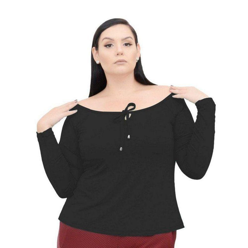 Blusa Manga Longa Com Cordão Na Gola
