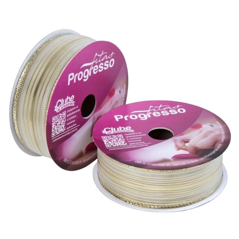 Fita Metalizada 25Mm 10M. Ouro Aramada