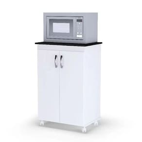 Balcão Armário para Cozinha Porta Microondas Vitória 2 Portas Branco - AJL Móveis