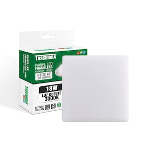 Painel de Led Taschibra Frameless Quadrado Embutir 18W Bivolt 3000K Amarelo Quente