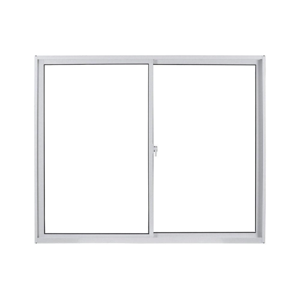 Janela de Alumínio de Correr 100x120cm 2 Folhas com Vidro Liso Linha Soft MGM Branco