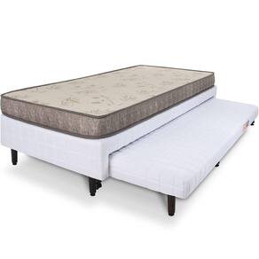 Cama Box Solteiro Com Cama Auxiliar + Colchão De Espuma Antialérgico 88x188x46cm - BF Colchões