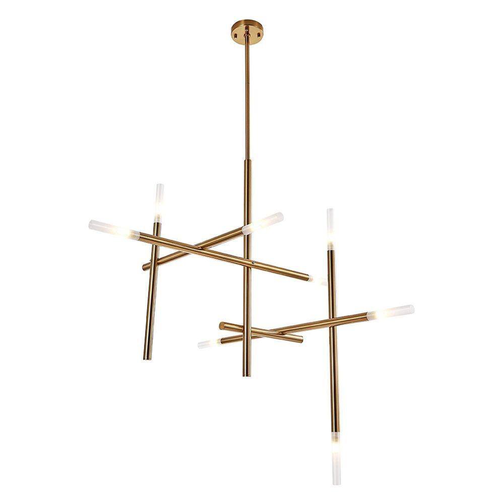 Pendente Malagueta de Metal e Vidro Bella Iluminação Dourado/Branco