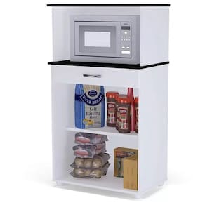 Balcão Multiuso Carina Porta Microondas Branco/Preto Flex - AJL Móveis