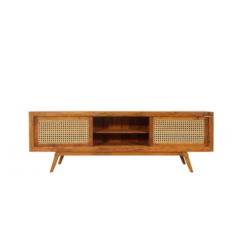 Rack Dublin 180cm com Palha Indiana para Sala  - Peroba Rosa