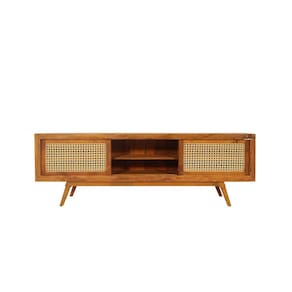 Rack Dublin 180cm com Palha Indiana para Sala  - Peroba Rosa